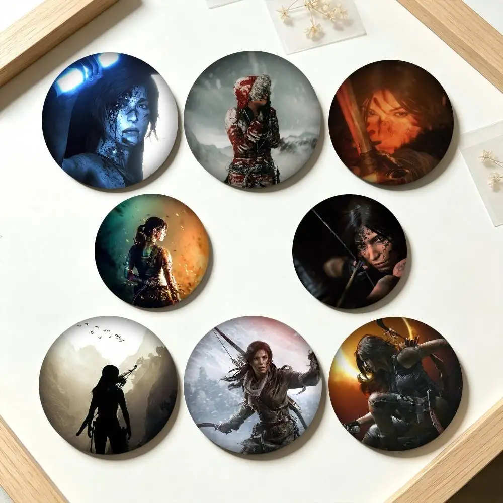 T-Tomb Raider Adventure Game 25mm 32mm 44mm 58mm 75mm Brooches Badges Pins for Accessories Gift