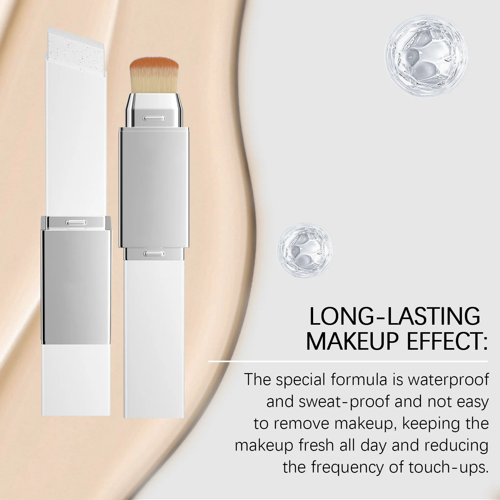 Color Changing Foundation Stick Brightens Concealer Stick Ouble Head With Brush Lightweight Moisturizing Brightening Cosmetics