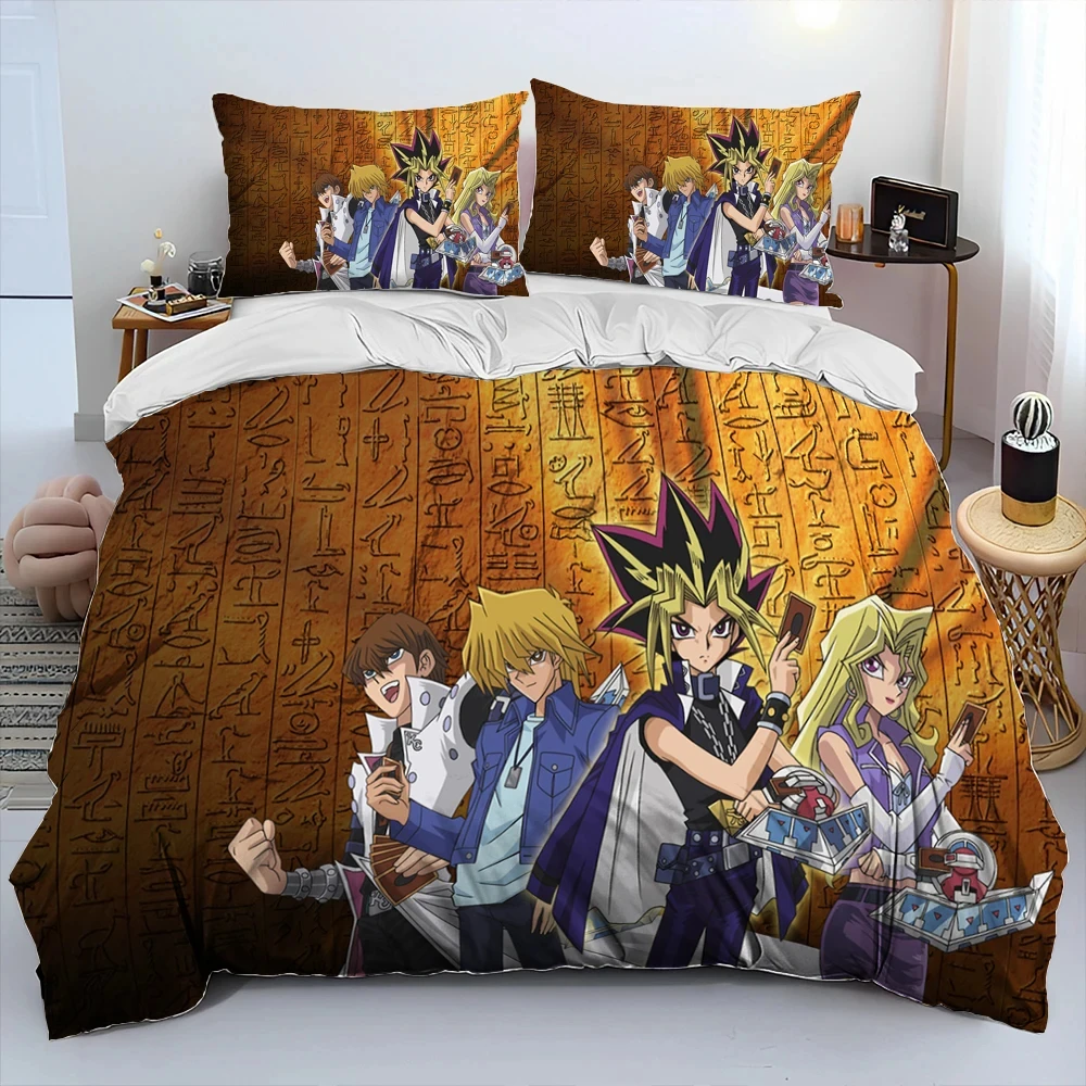 3D Yu-Gi-Oh MONSTER CARD Anime Comforter Bedding Set,Duvet Cover Bed Set Quilt Cover Pillowcase,king Queen Size Bedding Set Boys