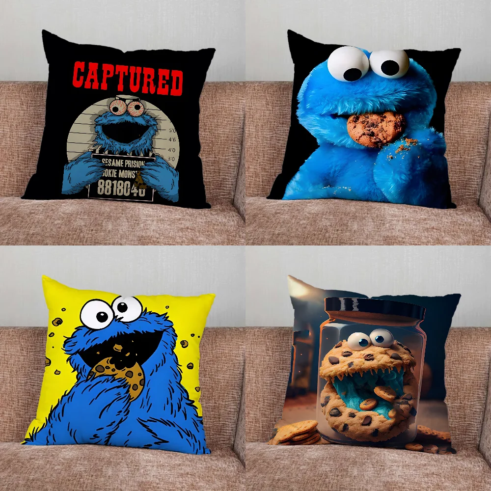Funny C-Cookie-M-Monster Pillow Case For Home Bedroom Car Office Decoration Living Room Sofa Cushion Cover Suitable
