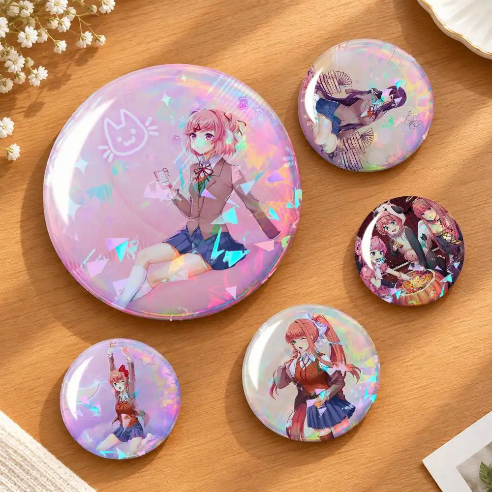 So Cute D-Ddlc Doki characters Custom Tinplate Round Button Badges Pins Brooches for Clothes Backpack