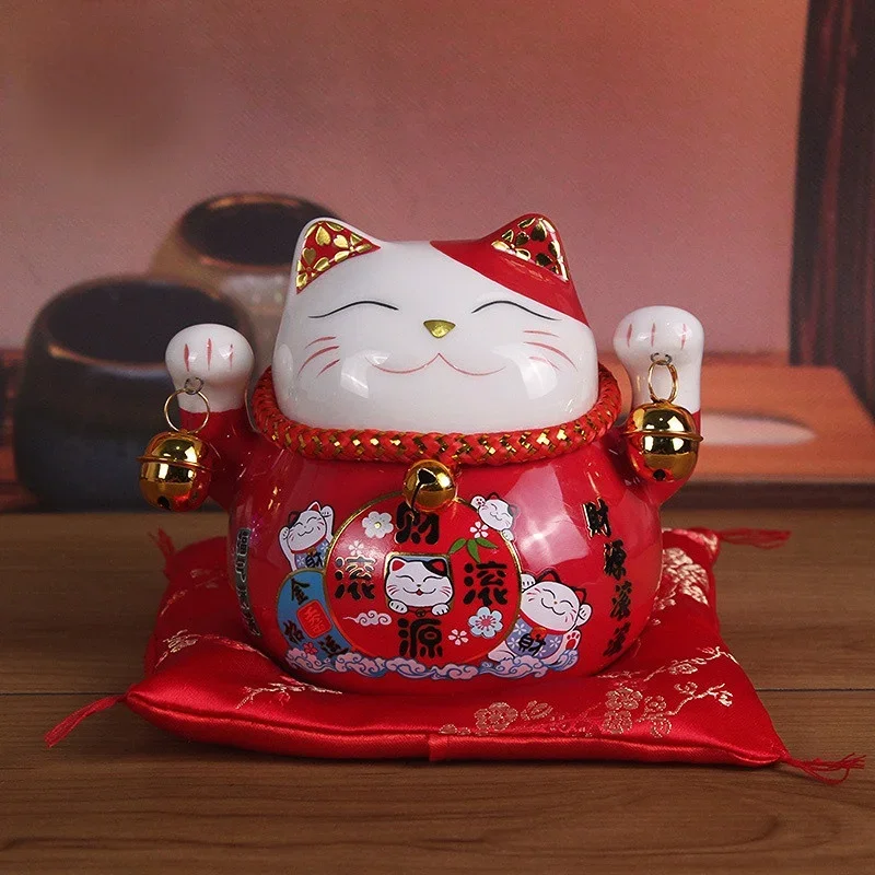 4.5 Inch Lucky Cat Piggy Bank Japanese Cartoon Ceramic Ornaments Store Opening Gift Front Desk Lucky Jewelry Home Decorations