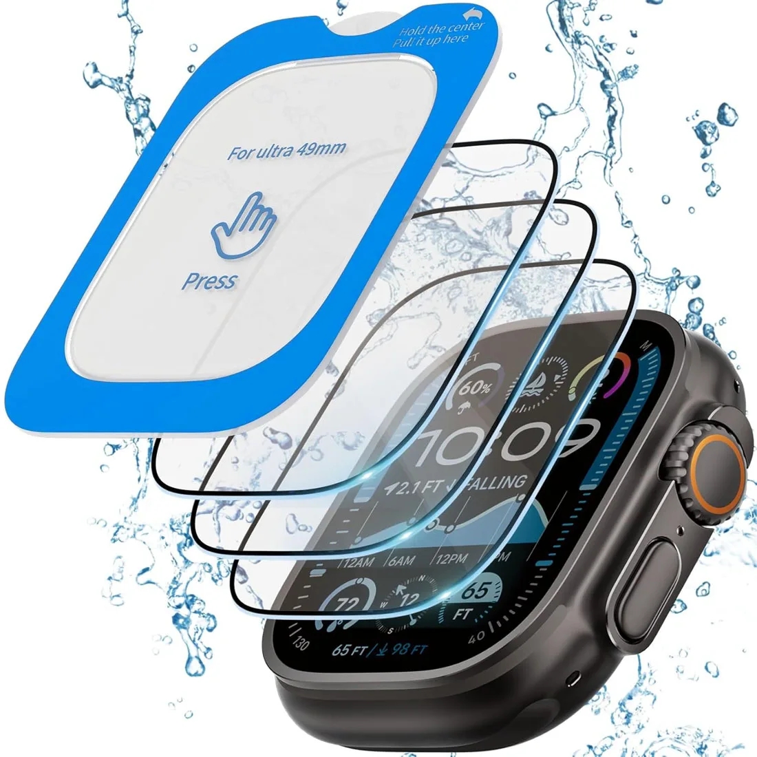 Tempered Glass Film Quick Pasting For Apple Watch Ultra 4/3/2/1 49mm Easy to Install Screen Glass Protective Film Ultra 4/3 49mm