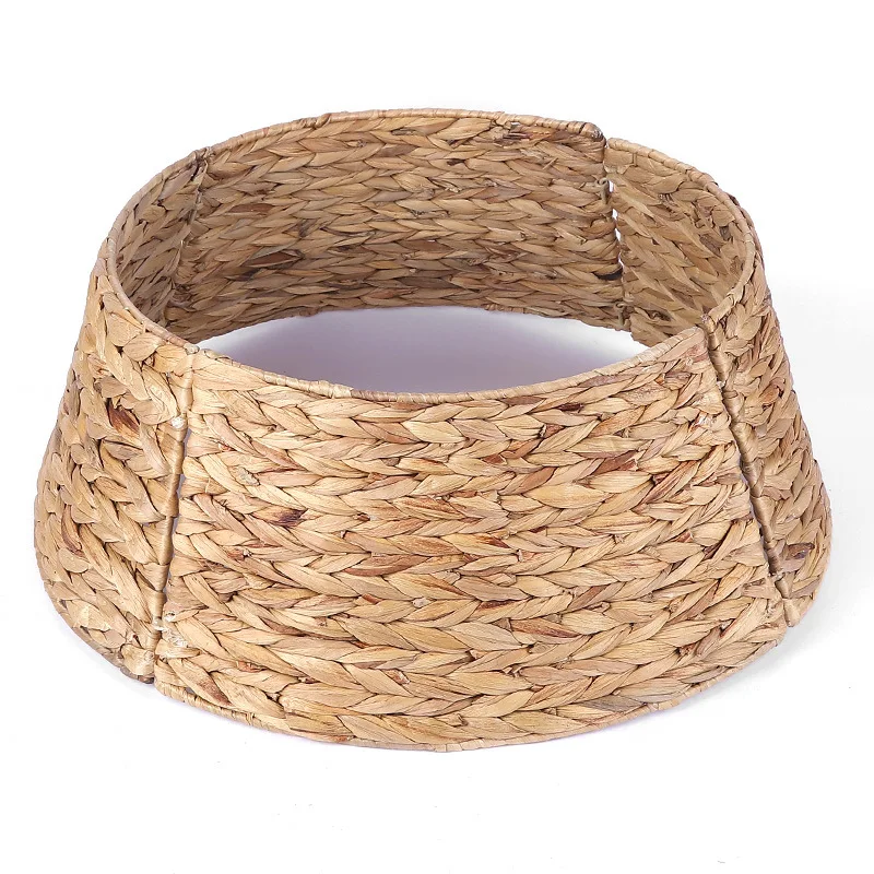 Rattan Christmas Tree Collar Wicker Tree Skirt Stand Base Cover 24 inch Hand Woven Four Piece Assembly Christmas Tree Enclosure