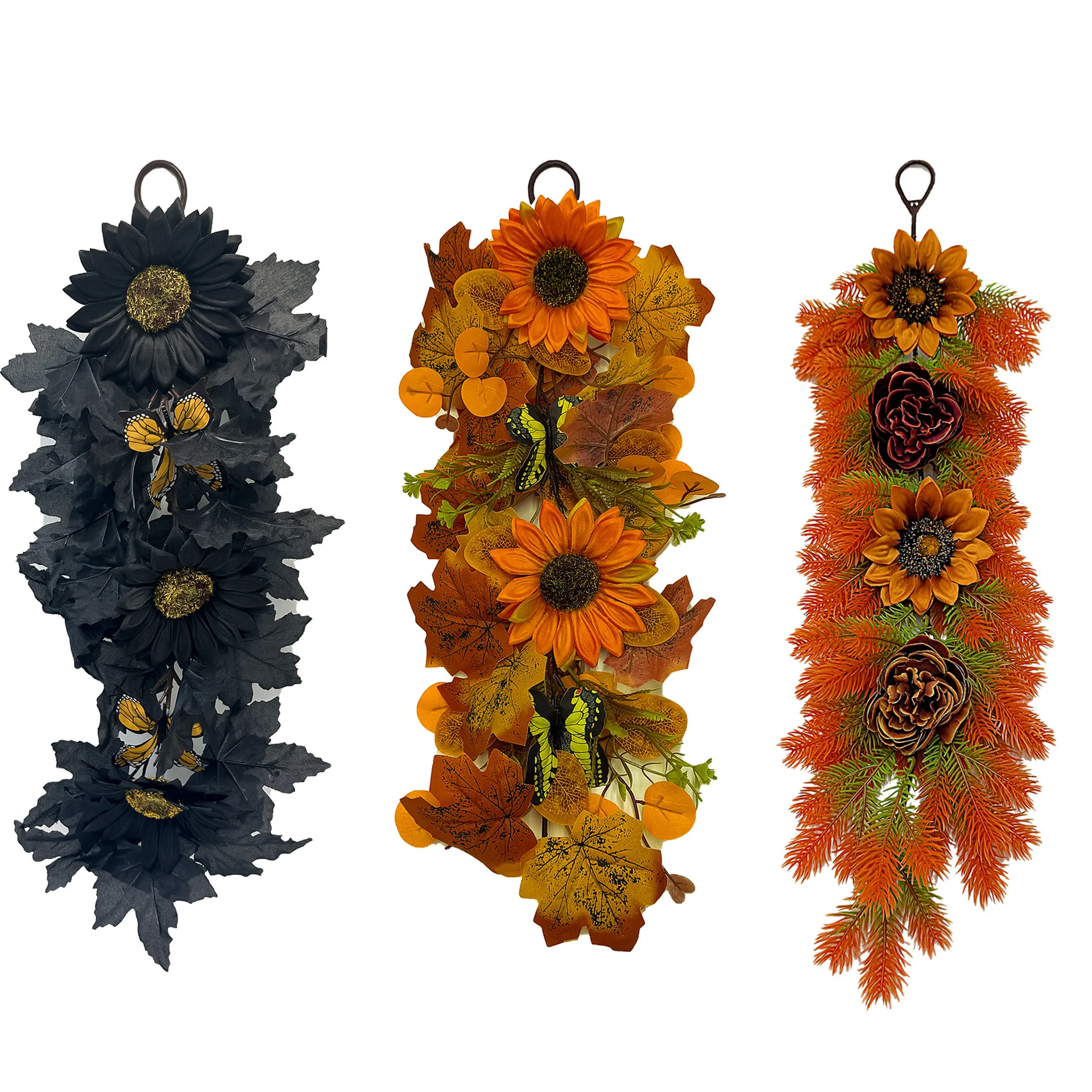 Realistic Fall Hanging Maple Leaves Garland,Creative Sunflower Autumn Vine Faux,Harvest Season Decor for Thanksgiving Halloween