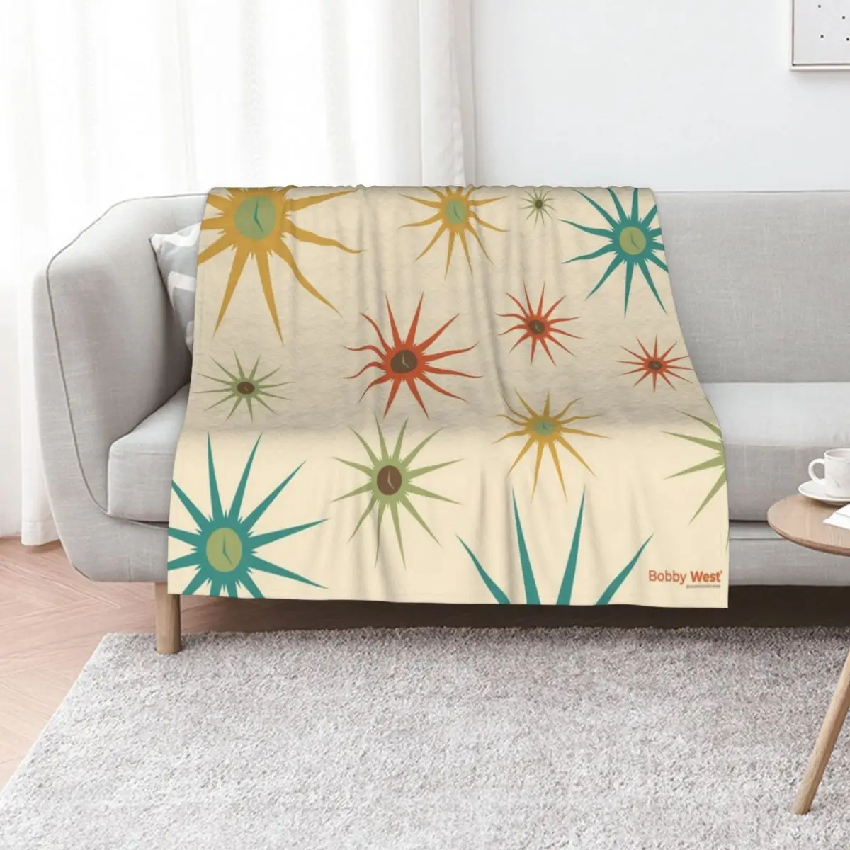 Cocktail Hour Retro Starburst Clocks by Bobby West Throw Blanket Soft Big Camping Sofa Throw Decorative Sofa Summer Blankets