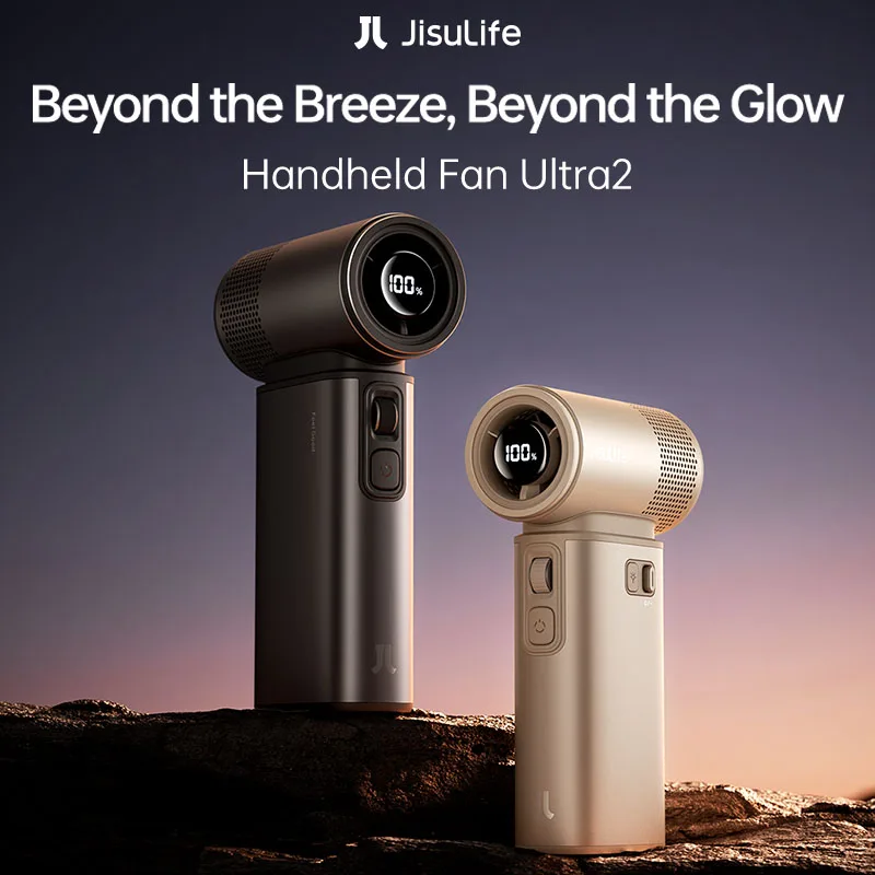 JISULIFE Handheld Fan Ultra 2, Powerful Turbo Jet Fan, 100 Speeds, 9000mAh Rechargeable Battery, LED Display, Outdoor Camping
