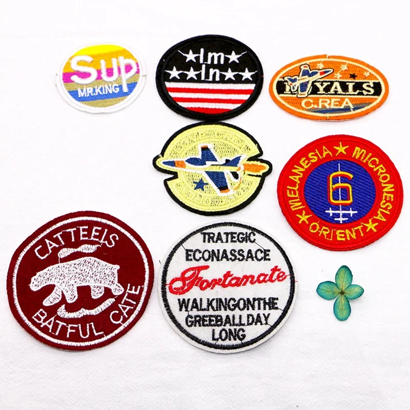 USA Aircraft Finger Bear Love Digital Round Icon Embroidery Applique Patches For Clothing DIY Iron on Badges on the Backpack