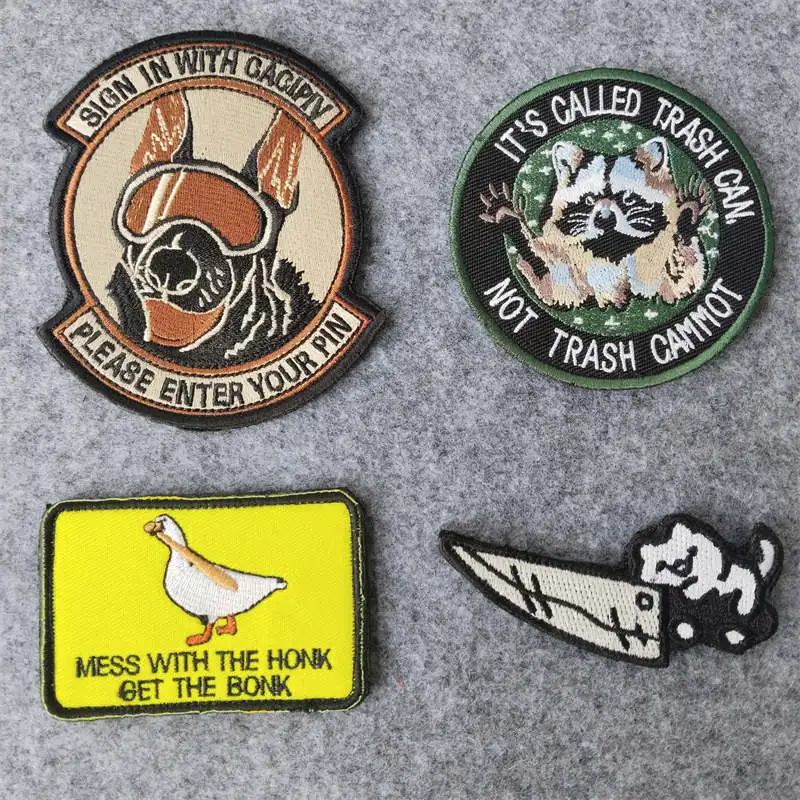 Cartoon Animation Animals Embroidered Patch Digital Drinking Dragon Ice Cream Tactics Morale Appliques Badge Patches for Clothes
