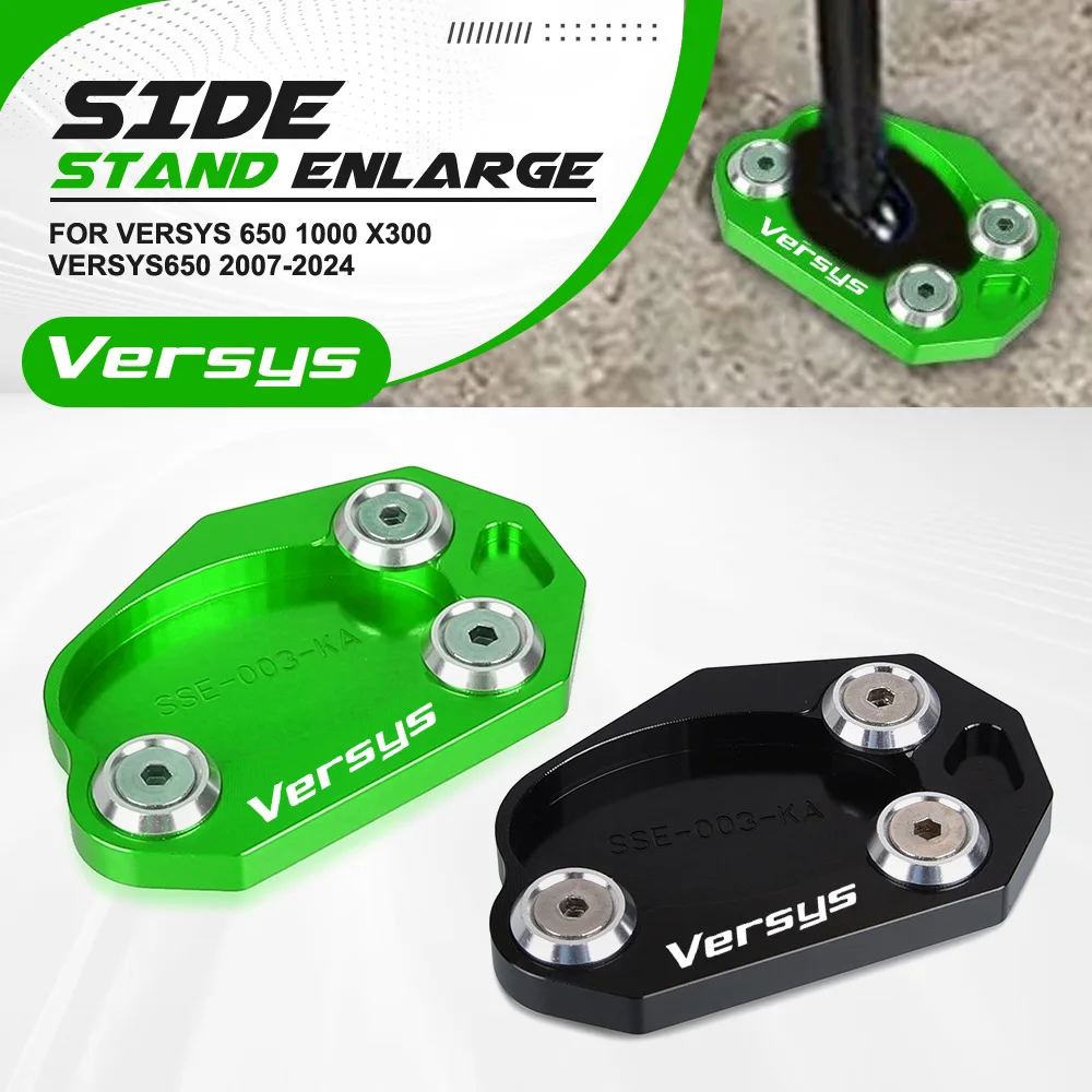 For Kawasaki Versys 650 1000 X300 VERSYS650 2007-2024 2023 2022 Motorcycle Side Stand Enlarger Sled Sidestand Kickstand Foot Pad