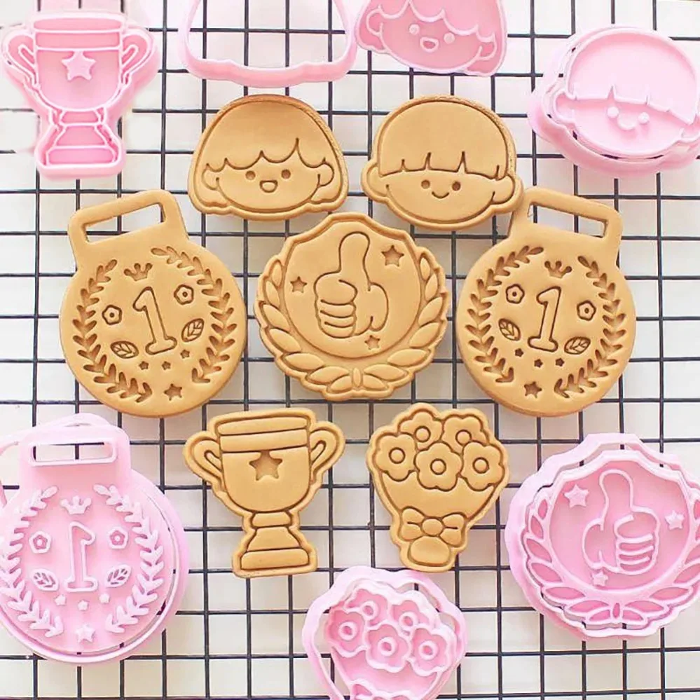 Medals Trophies Cookie Cutters Cartoon Cake Biscuit Mold Cookie Stamp Kitchen Baking Pastry Bakeware Dessert Supplies