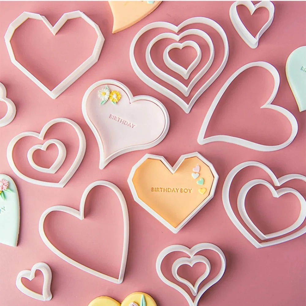 Heart Cookie Cutters Mold 3D Cake Fondant Cutting Mold DIY Kitchen Baking Tools