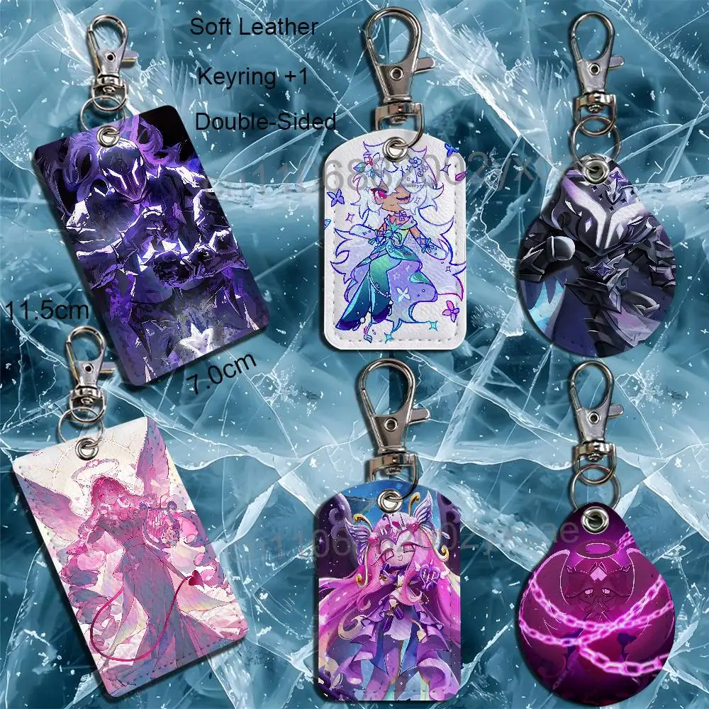 PvP Silent Salt Cookie Run Kingdom Leather Card Holder with Exquisite Keychain purpose Case for Metro Access Control Card Badge