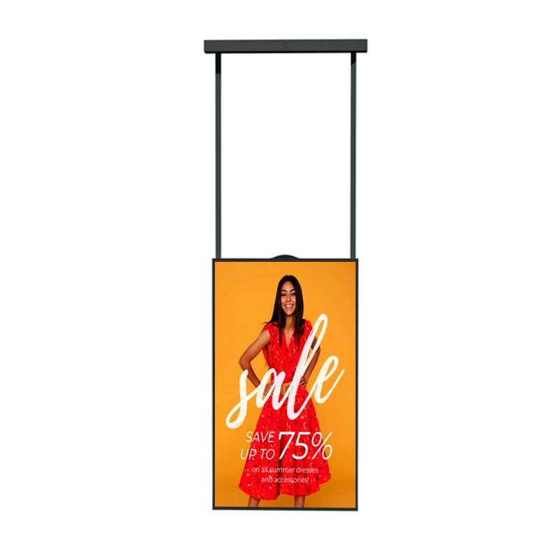 High Brightness Indoor Digital Signage Advertising Screens 55 Inch Slim Hanging LCD Window Display for Shop Mall Exhibition