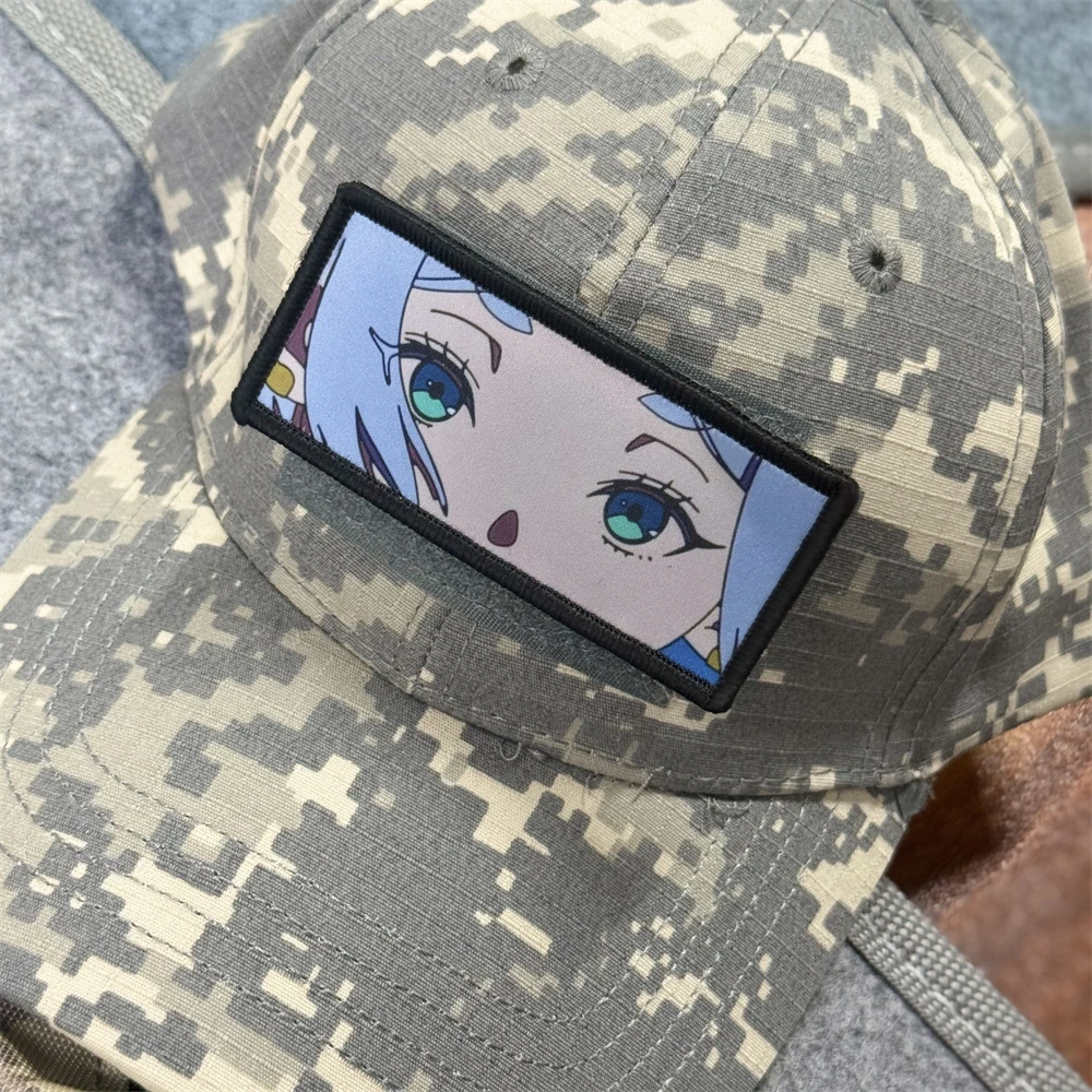Anime Patch Cartoon Girl's Eyes Printed Morale Badge Patch Tactical Armband Military Hook and Loop Outdoor Backpack Stickers