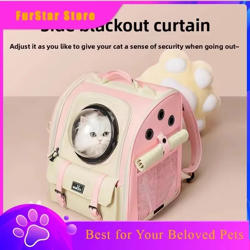 FurStarBreathable Cat Backpack Carrier, Space Capsule Pet Travel Bag For Outdoor Walking Hiking，cat Supplies