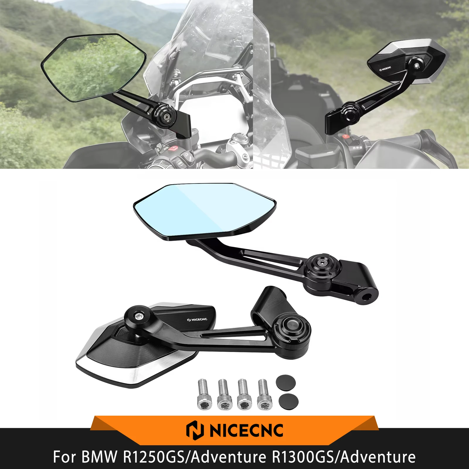 For BMW R1250GS/Adventure 2018-2025 R1300GS /GSA Motorcycle Adjustment Side Rear Mirrors R1200GS/ADV 13-18 R1250R 19-24 R1200R