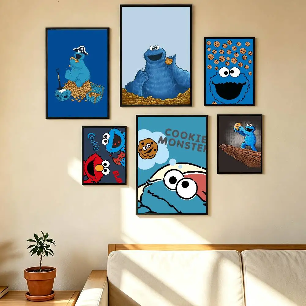 The Cute Cookie Monster Poster High Quality Dorm Living Room Aesthetic Wall Decoration Painting Stickers Gift
