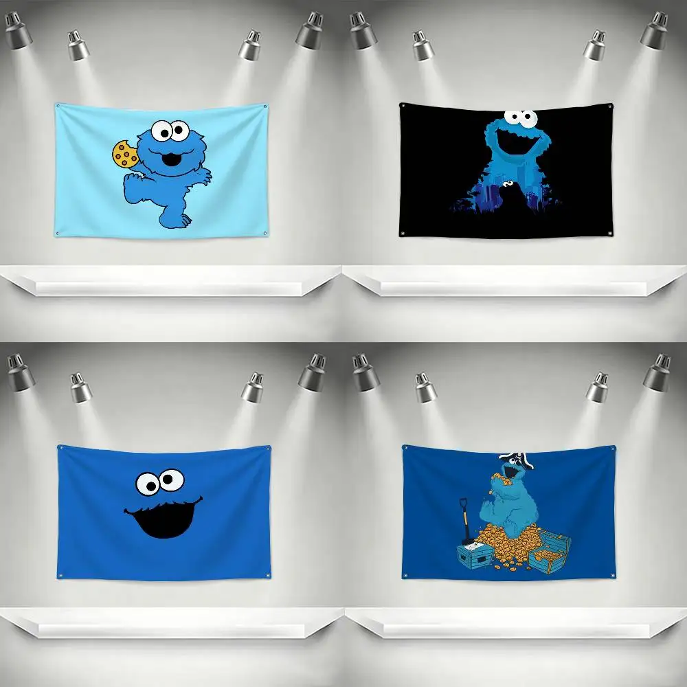 Cute Cookie Monster  Flag Suitable For Party Club Outdoor Interior Wall Decoration Banner Fans Gift