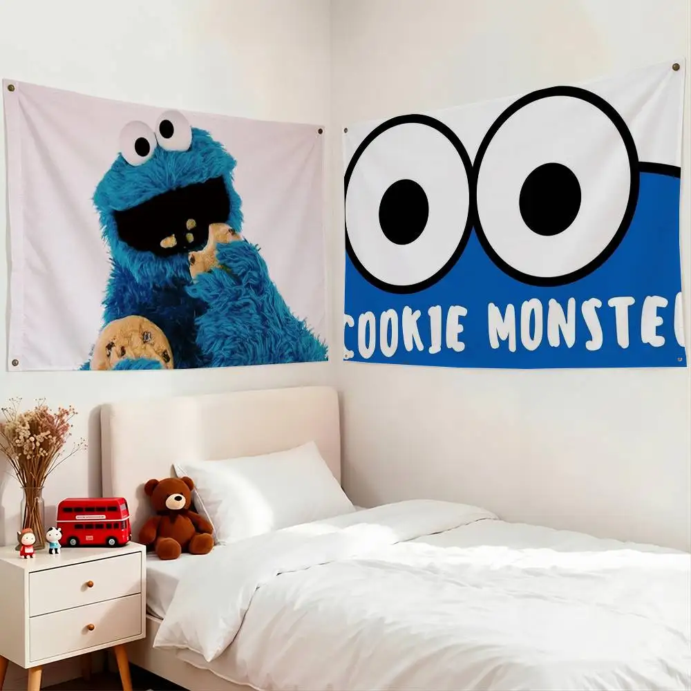 The Cute Cookie Monster Flag Suitable For Party Club Outdoor Interior Wall Decoration Banner Fans Gift