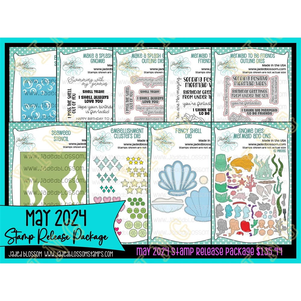 New Mermaid Add Ons Make a Splash Gnomie Metal Cutting Die Stamps Stencils Scrapbook Embossed Paper Card Album Craft Template