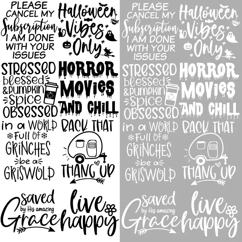 Halloween Horror movies Live happy Christmas cloth patches Vinyl Sticker DIY Appliques Iron Transfer Washable