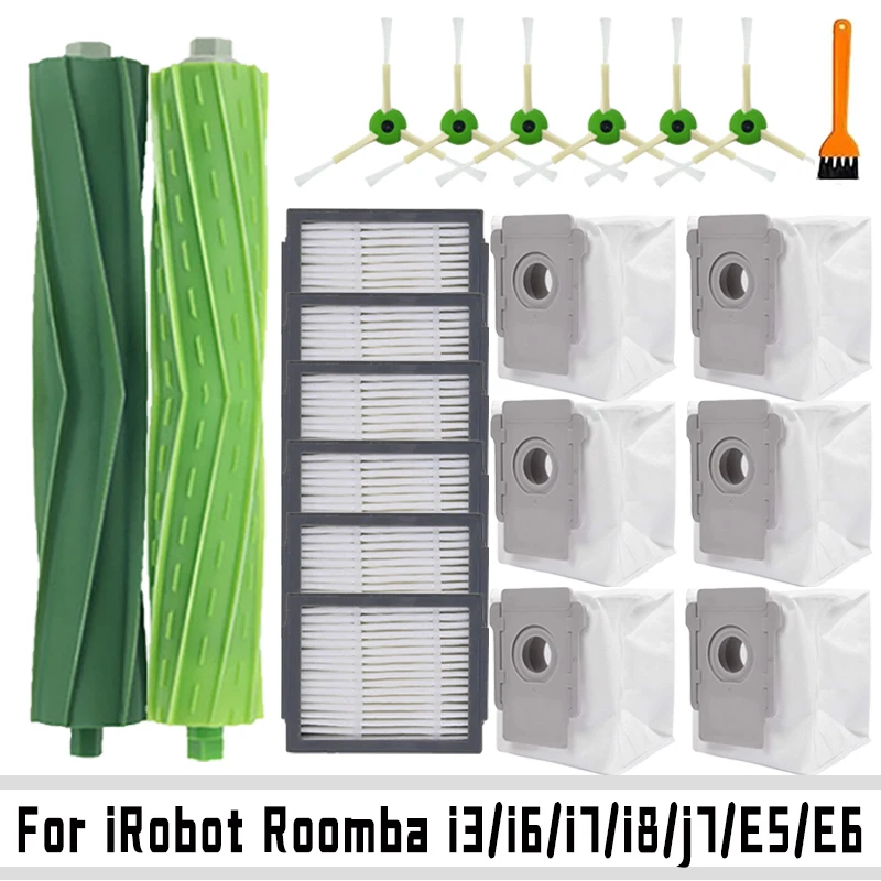 For IRobot Roomba I7 I8 I3 I6 J7 E5 E6 Robot Vacuum Cleaner Parts Main Roller Brush Side Brush HEPA Filter Accessories Set