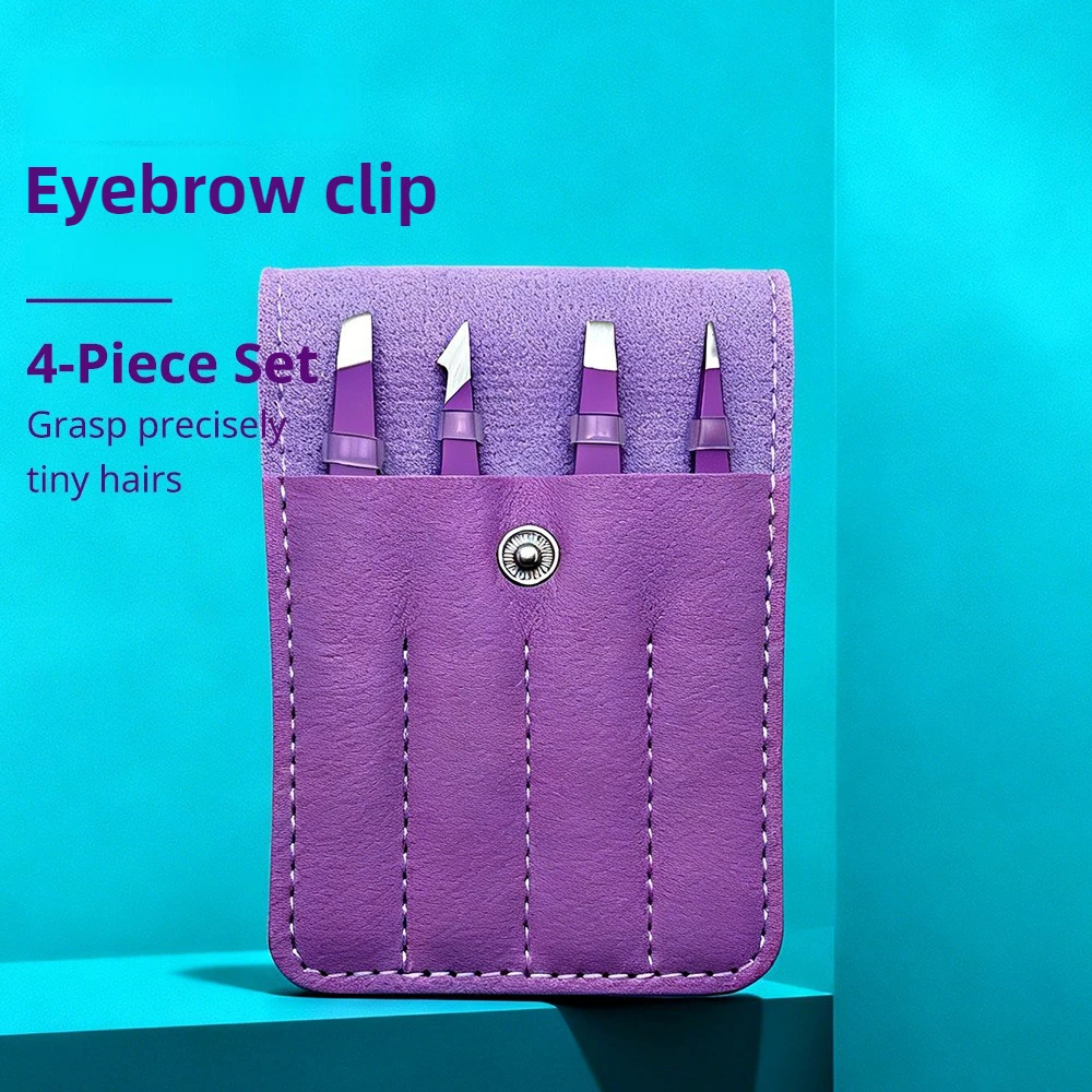 4pcs Stainless Steel Eyebrow Tweezer Set Makeup Tools for False Eyelash Application Eyebrow Shaping Beard Plucking Gifts