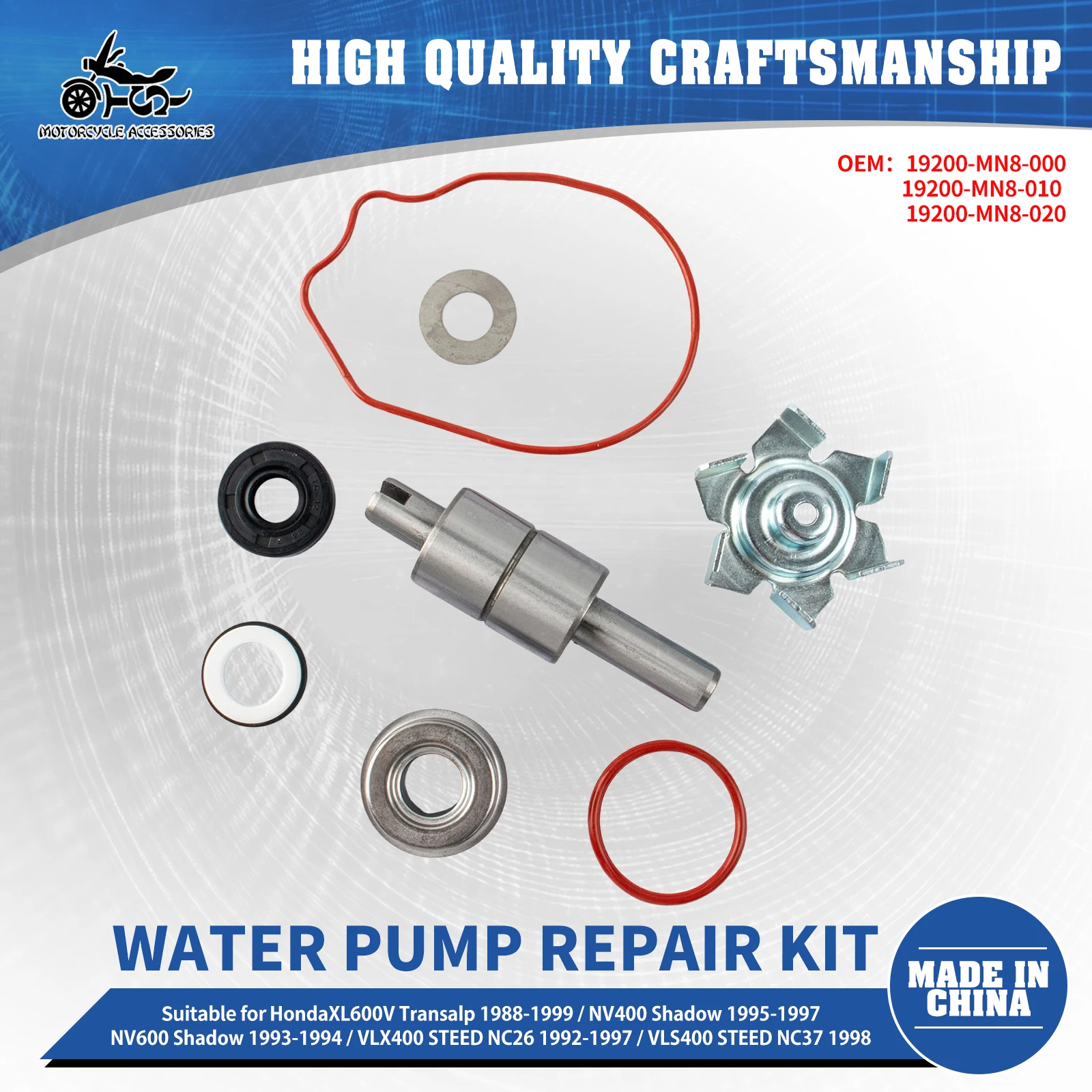 SJ Motorcycle Water Pump Repair Kit For Honda XL600V Transalp 1988-1999 XRV650 Africa Twin 88-89 NV600 Shadow 19200-MN8-010