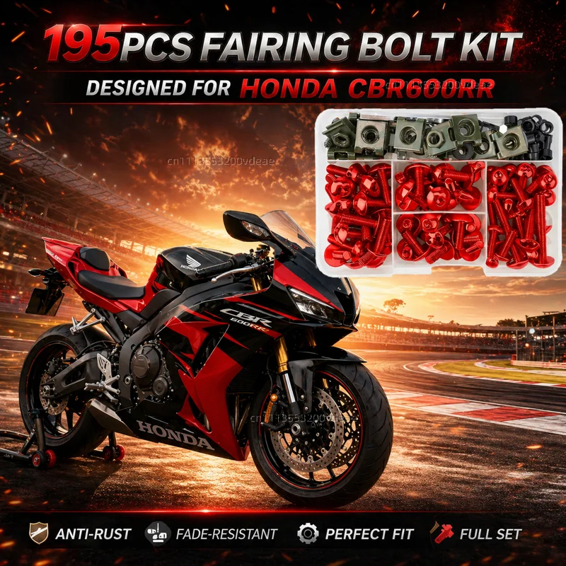 195Pcs Motorcycle Fairing Bolt Screws Kit Nut Clips For Honda CBR 600RR CBR600RR 2004-2022 CNC Fastener Hardware Bodywork Repair