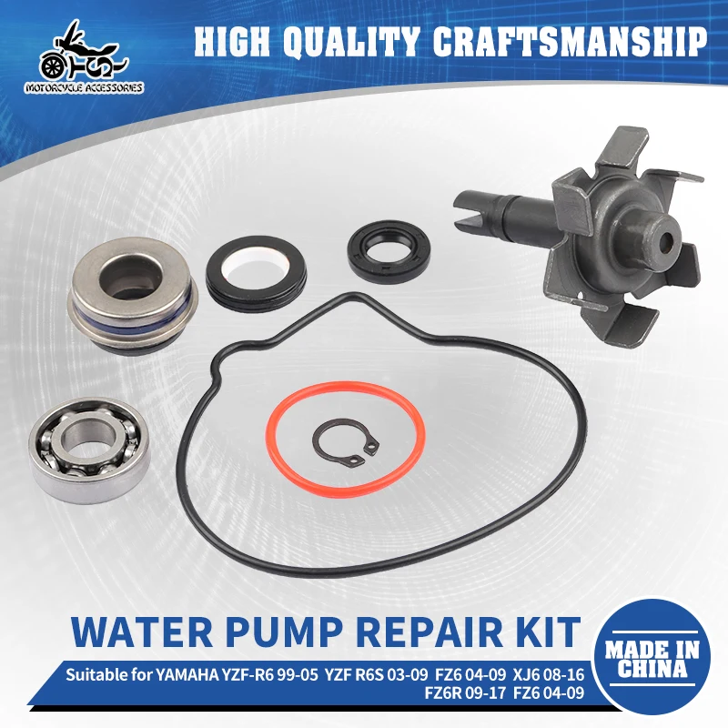 SJ Motorcycle Parts Water Pump Repair Kit For Yamaha YZF-R6 99-05 YZF-R6S 03-09 FZ6 04-09 XJ6 08-16 FZ6R FZ6 5EB-12450-00-00