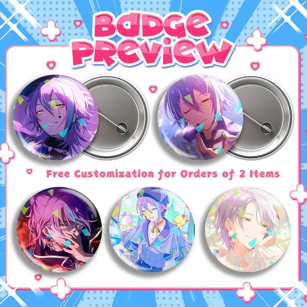 K-Kamishiro Rui Pjsk Official Round Badge Pins Creative Pins Bag Decor Accessories Fan Collection Gifts for Friends