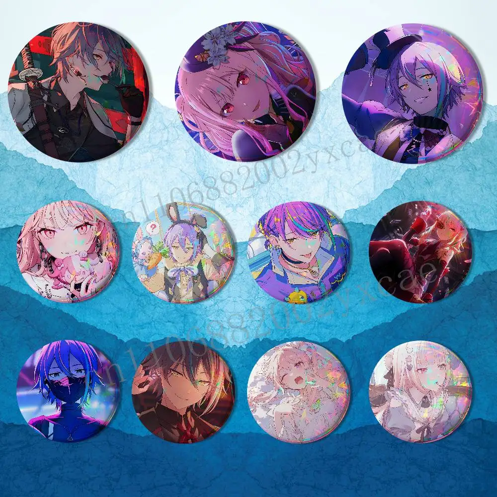 Akiyama Mizuki Kamishiro Rui Project SEKAI Round Exquisite Badge Brooches Creative Pins For Clothes Hat Backpack Accessories