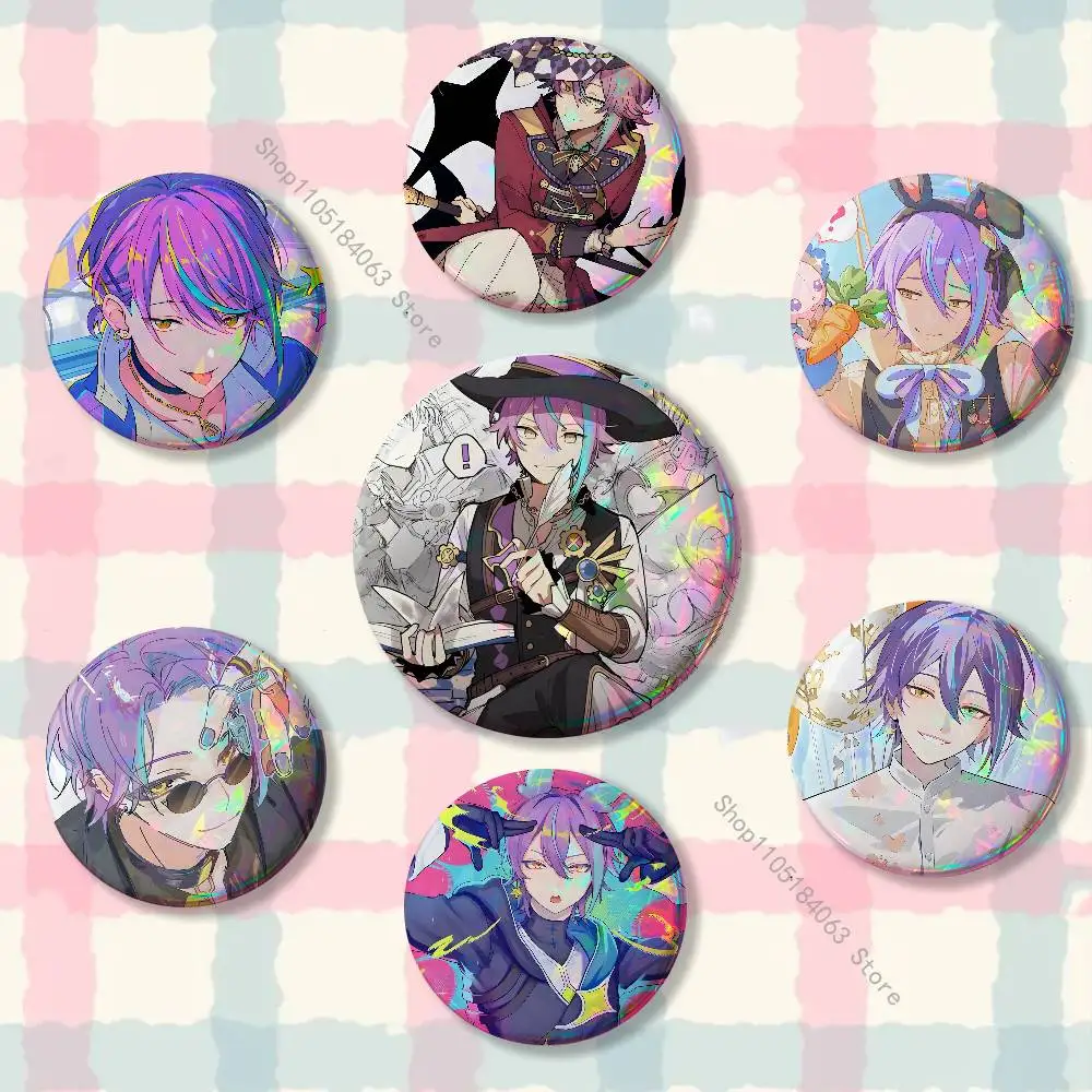 Anime K-Kamishiro Rui Reflective Pin Tinplate Round Brooch Cartoon Cosplay Badges for Bag Hat Toys Gifts