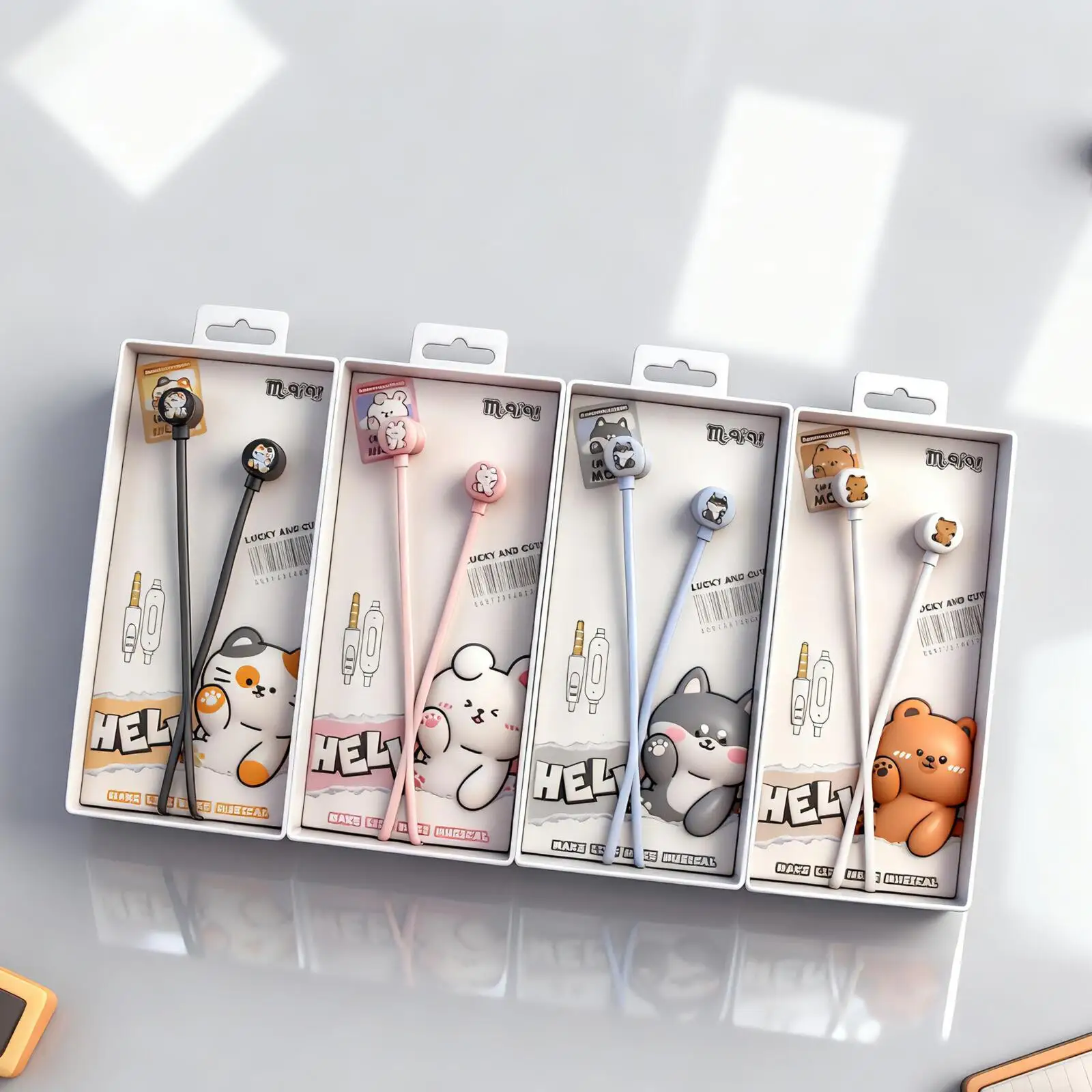Cute Cartoon Animal Wired Earphones 3.5mm In-Ear Headset, Wire Control Stereo Portable Earbuds for Students Daily Leisure & Gift