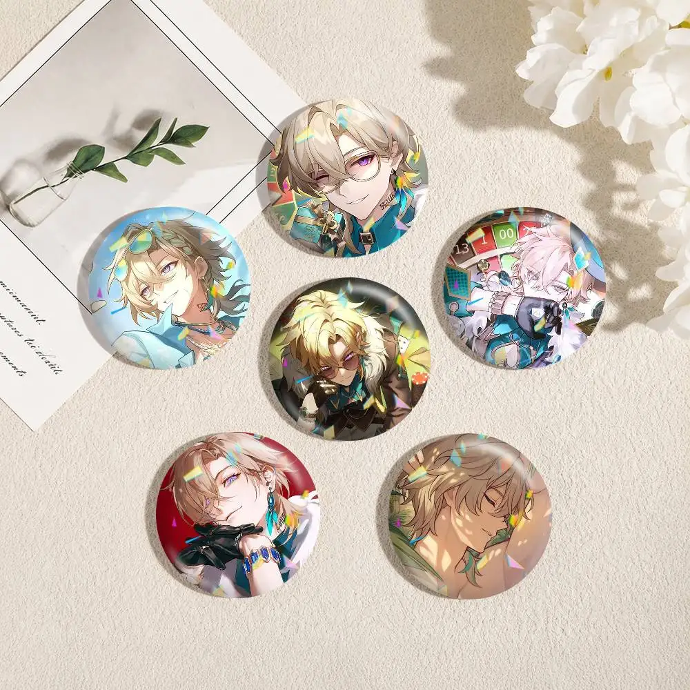 H-Honkai Star Rail Aventurine  25 32 44 58 75mm Badges Personalized Round Brooches Pins Accessory Gift