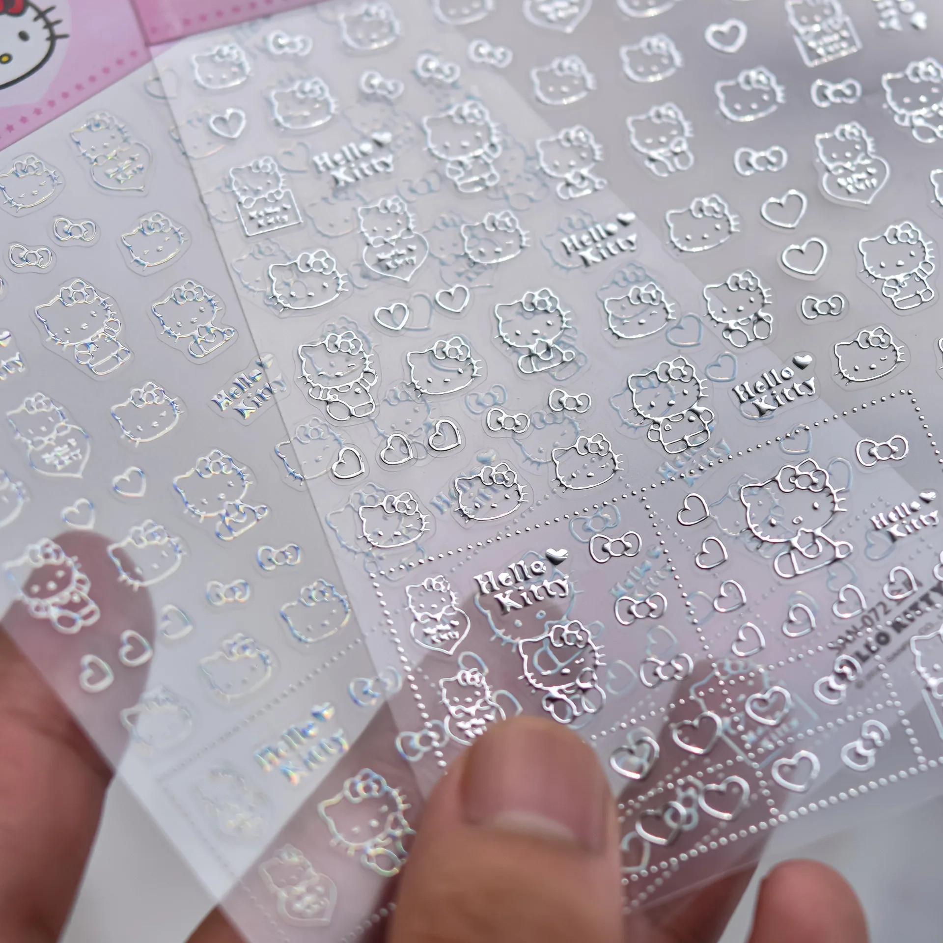 1PCS New Laser Gold Silver Cartoon Hello Kitty 5D Nail Stickers Nail Art Decoration Sanrio Cinnamoroll Melody Nail Art Stickers
