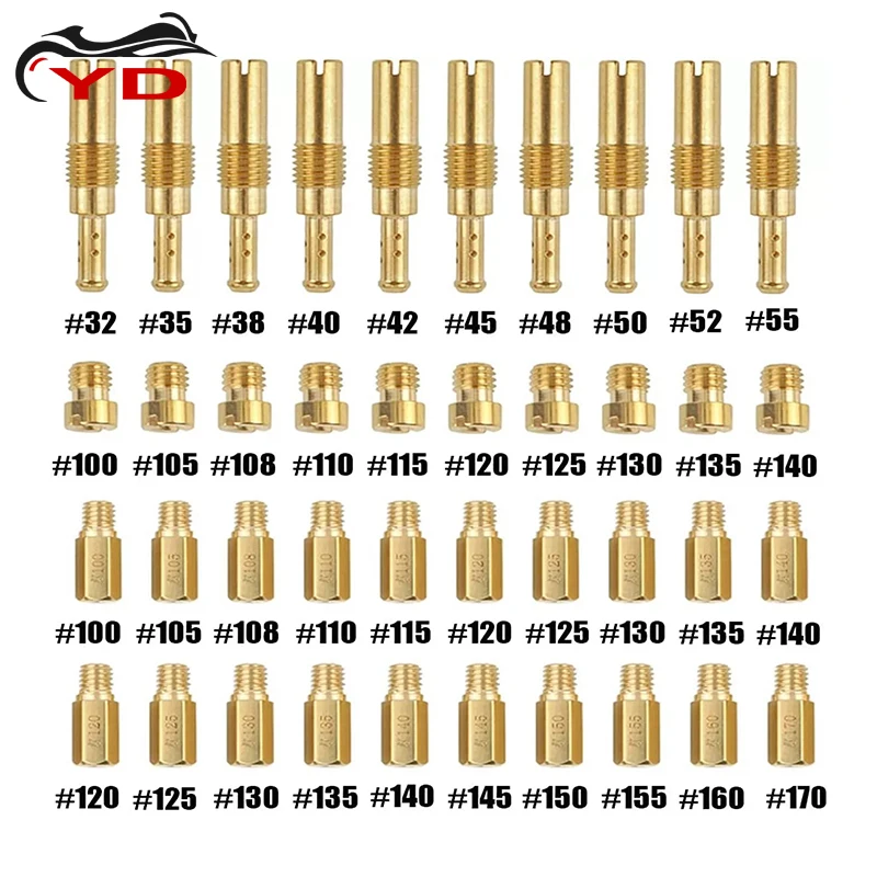 40Pcs Motorcycle Carburetor Jets Kit Main Jets Slow Pilot Jets For PWK Keihin OKO CVK