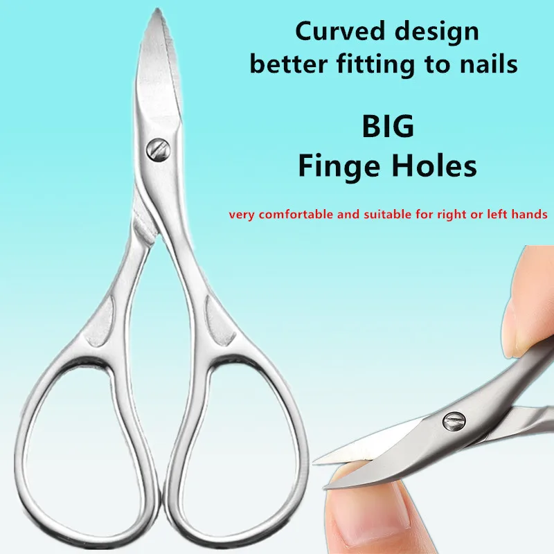 1Pcs Multi-purpose Curved Blade Manicure Professional Nail Cutter Scissors Eyebrows Eyelash Pedicure Fingernail Toenail Clipper
