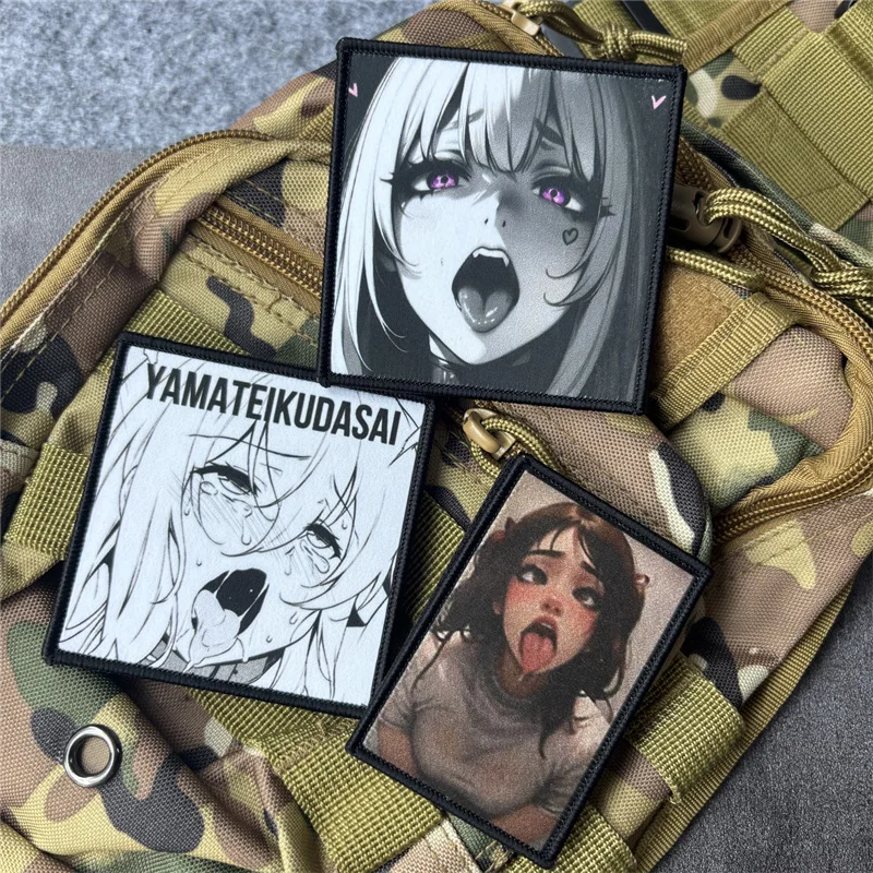 Anime Printed Patch on Clothes Girl Morale Badge Hook Loop Patches Backpack Stickers