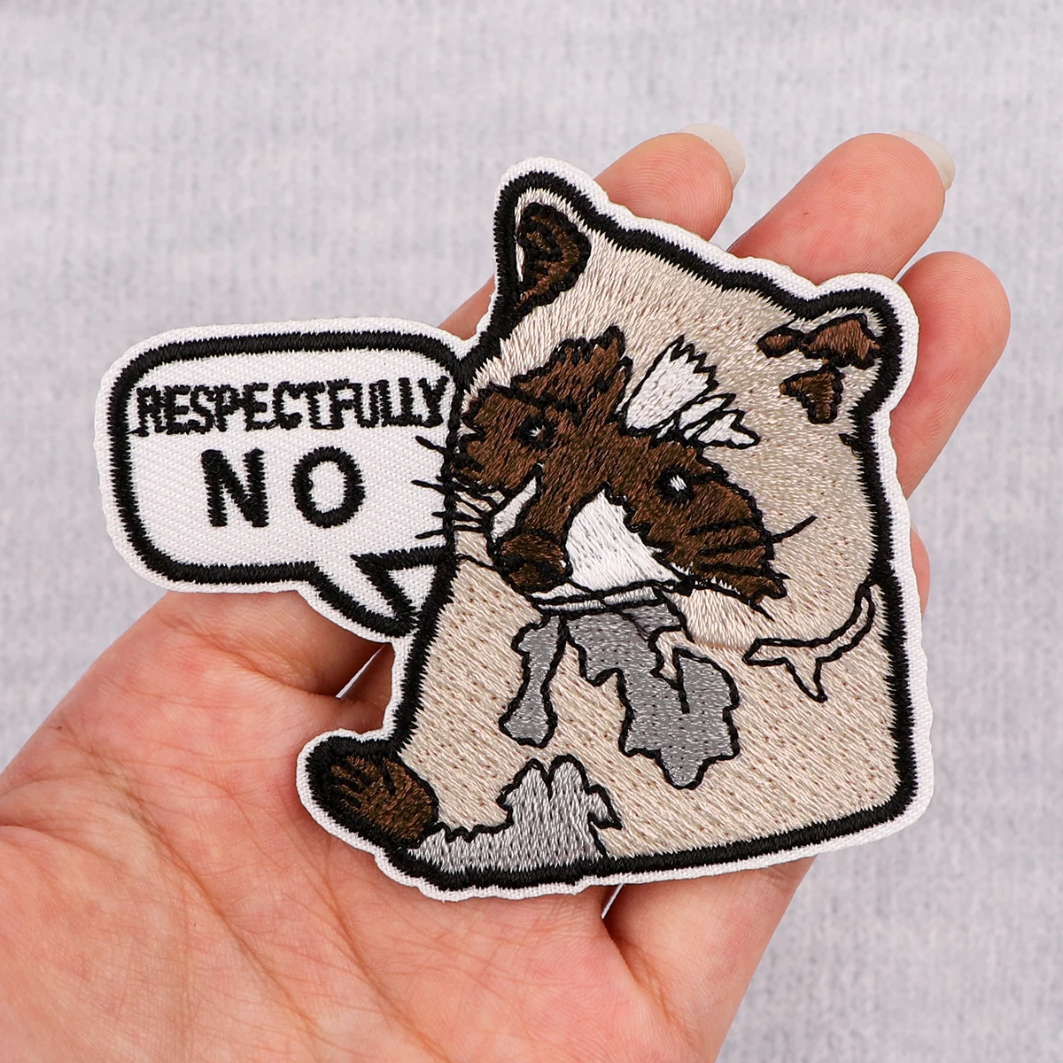 NO Raccoon Patches For Clothing Cartoon Animal Patches Appliques Iron on Badges Clothes Stickers DIY Sewing Embroideriy Stripes