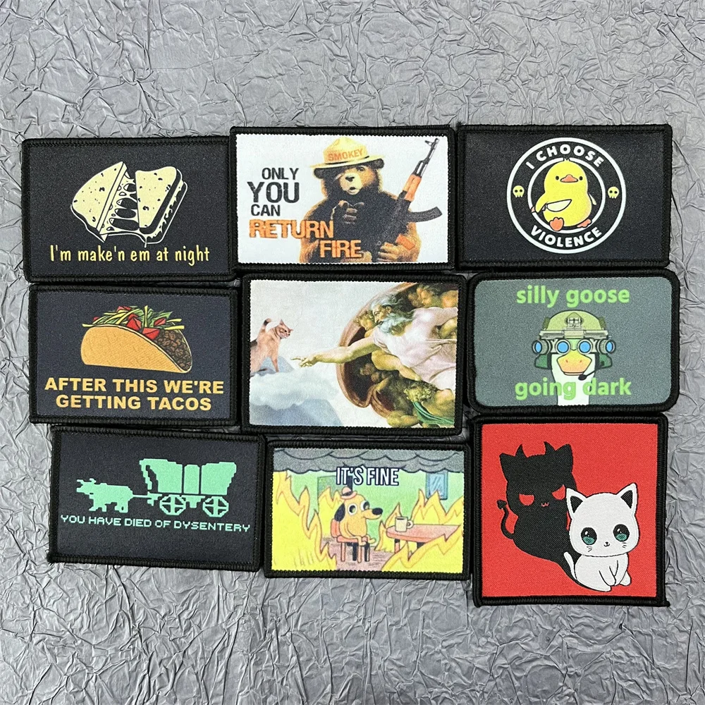 Funny Printing Patches on Clothes Duck Badges Hook and Loop Patch Backpack Tactical Equipment Stickers