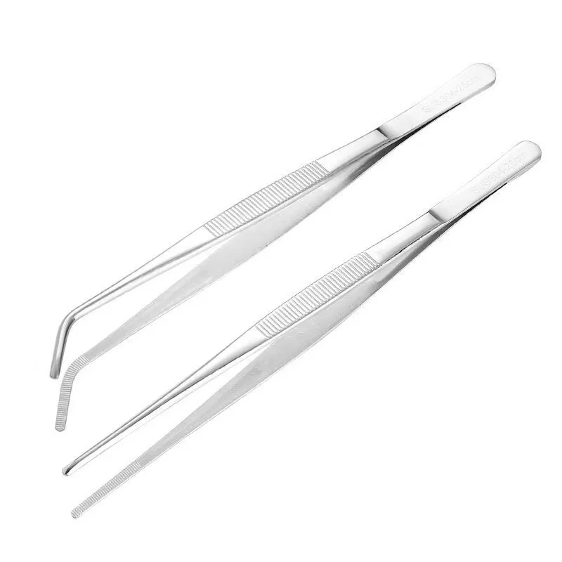 Stainless Steel Multi-Purpose Tweezers Sewing Machine Tweezer Home Medical Garden Kitchen BBQ Tool Straight Head And Elbow Bend