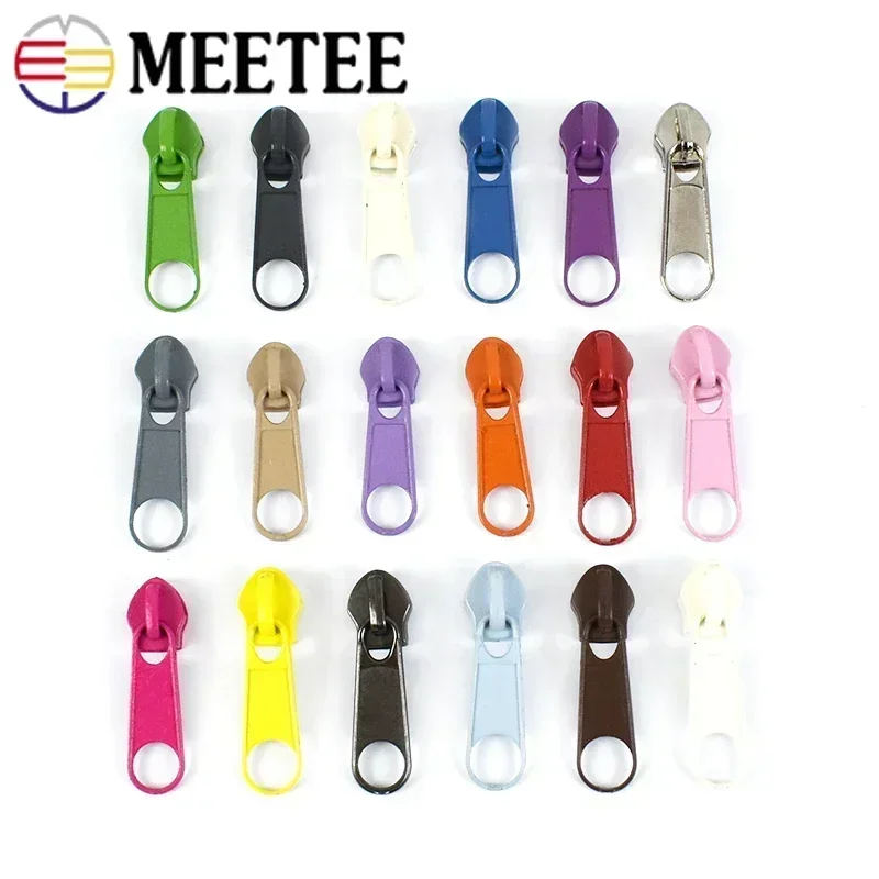 20/50/100Pcs 3#5# Meetee Rainbow Nylon Zipper Slider Backpack Jacket Zips Head Decorative Zip Puller Repair Kit Sewing Accessory