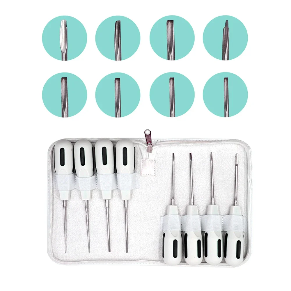 8/10pcs Dental Tool Root Elevators Tooth Extraction Kit Luxating Elevator with Plastic Handle Dentist Tools