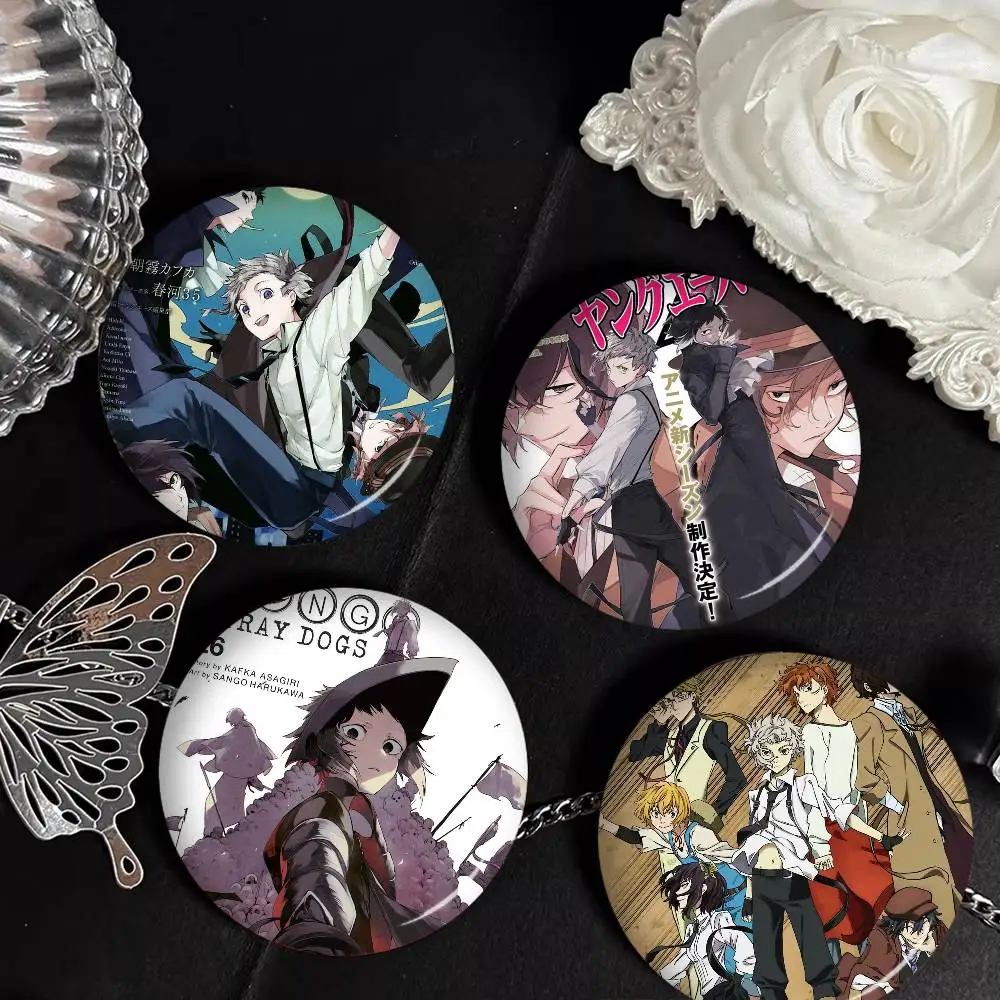 Japanese Anime Bungo Stray Dogs 58mm Cute Series Pins Badge Cartoon Animals Brooches Backpack Clothes Gift Accessory