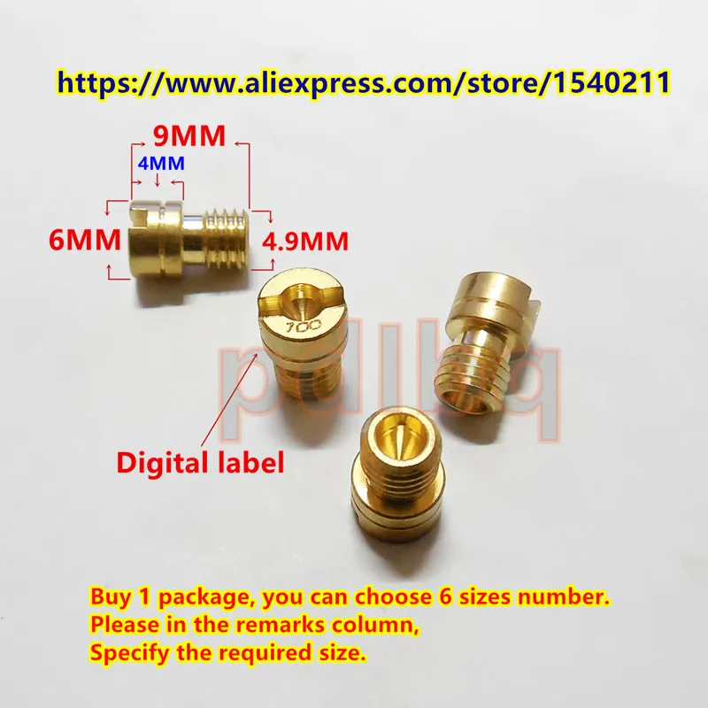 (6 pcs/pack) 6mm Round Head Main Jet BSR carb N102/221 High Speed Jets Bandit250 Start jet for YM SV650 Kawasaki KSF