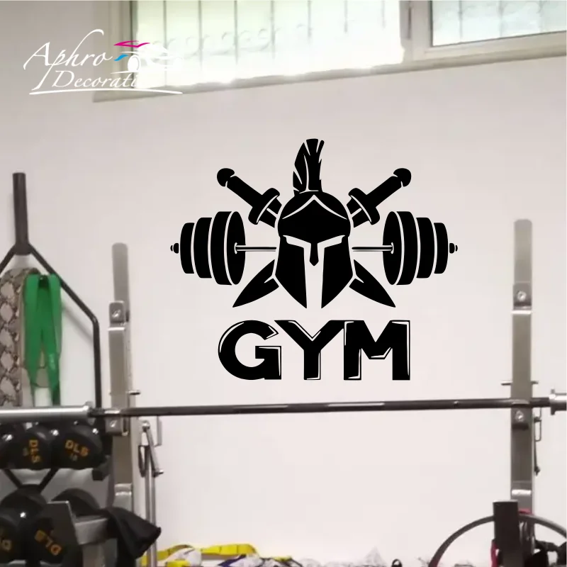 Helmet Barbell Signboard Stickers Vinyl Wall Decal Logo Spartan Gym Fitness Interior Decoration Wallpaper Murals #020