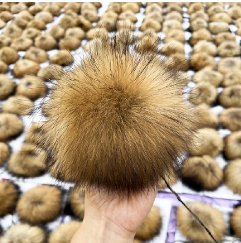 Big Size 10/12//13/15cm DIY Real Fox Fur Pompoms Raccoon Fur Pom Poms Balls Natural Fur For Hats Bags Shoes Scarves Accessories