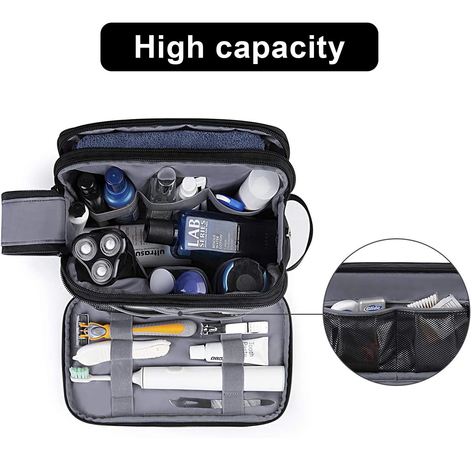 Toiletry Bag for Men, Travel Toiletry Organizer Dopp Kit Water-resistant Shaving Bag for Toiletries, Door Room Essentials